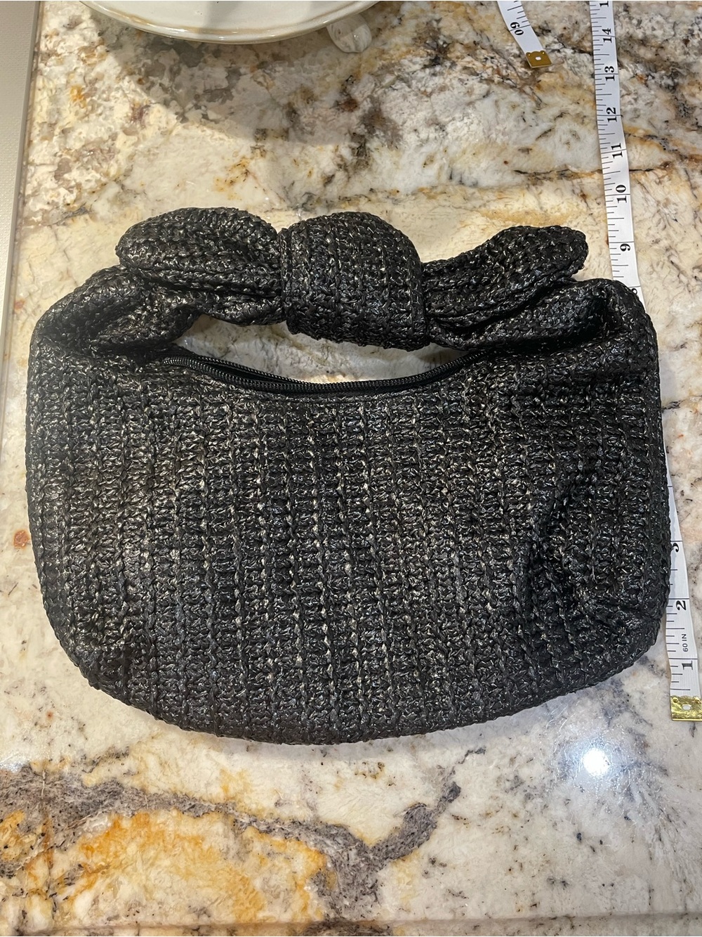 Woven Knot-Handle Women's Bag - Black